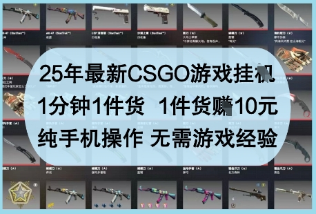 25年最新CSGO游戏挂G，1分钟1件货，1件货挣10元，纯手机操作，无需游戏经验【揭秘】-迦哆网创社
