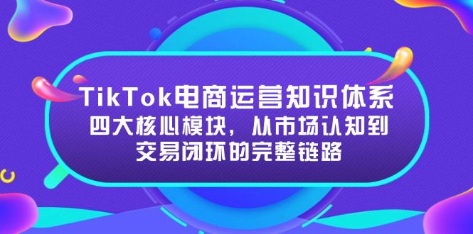TikTok电商运营知识体系：四大核心模块，从市场认知到交易闭环的完整链路-迦哆网创社