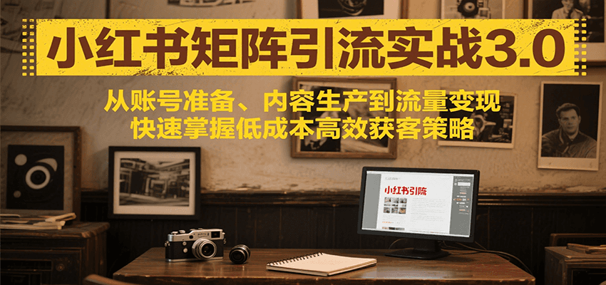 小红书矩阵引流3.0，从账号准备、内容生产到流量变现，快速掌握低成本高效获客策略-迦哆网创社