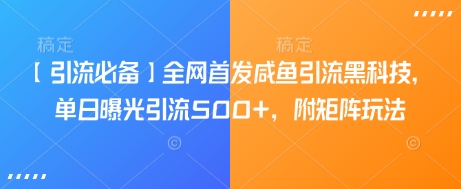 【引流必备】全网首发咸鱼引流黑科技，单日曝光引流500+，附矩阵玩法【揭秘】-迦哆网创社