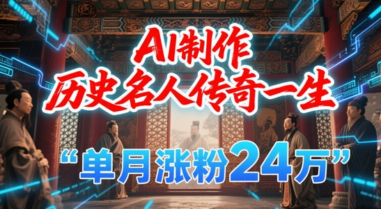 暴力起号！用AI制作历史名人传奇一生，单月涨粉24W，涨粉+变现赛道黑马来了-迦哆网创社