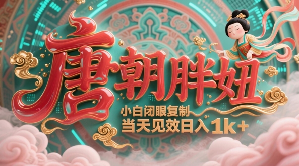 用AI克隆“唐朝胖妞”日更3条，平台疯狂推流，小白闭眼复制，当天见效，日入1k+-迦哆网创社