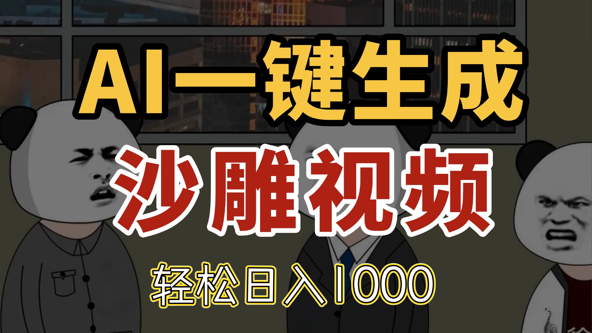 AI一键生成沙雕视频，一条视频千万播放，轻松日入1000-迦哆网创社