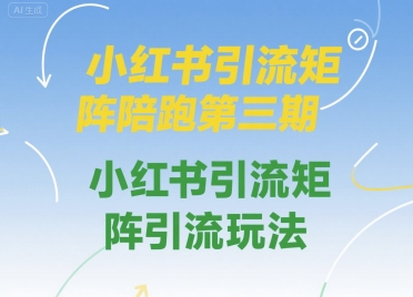小红书引流矩阵陪跑第三期，小红书引流矩阵引流玩法-迦哆网创社