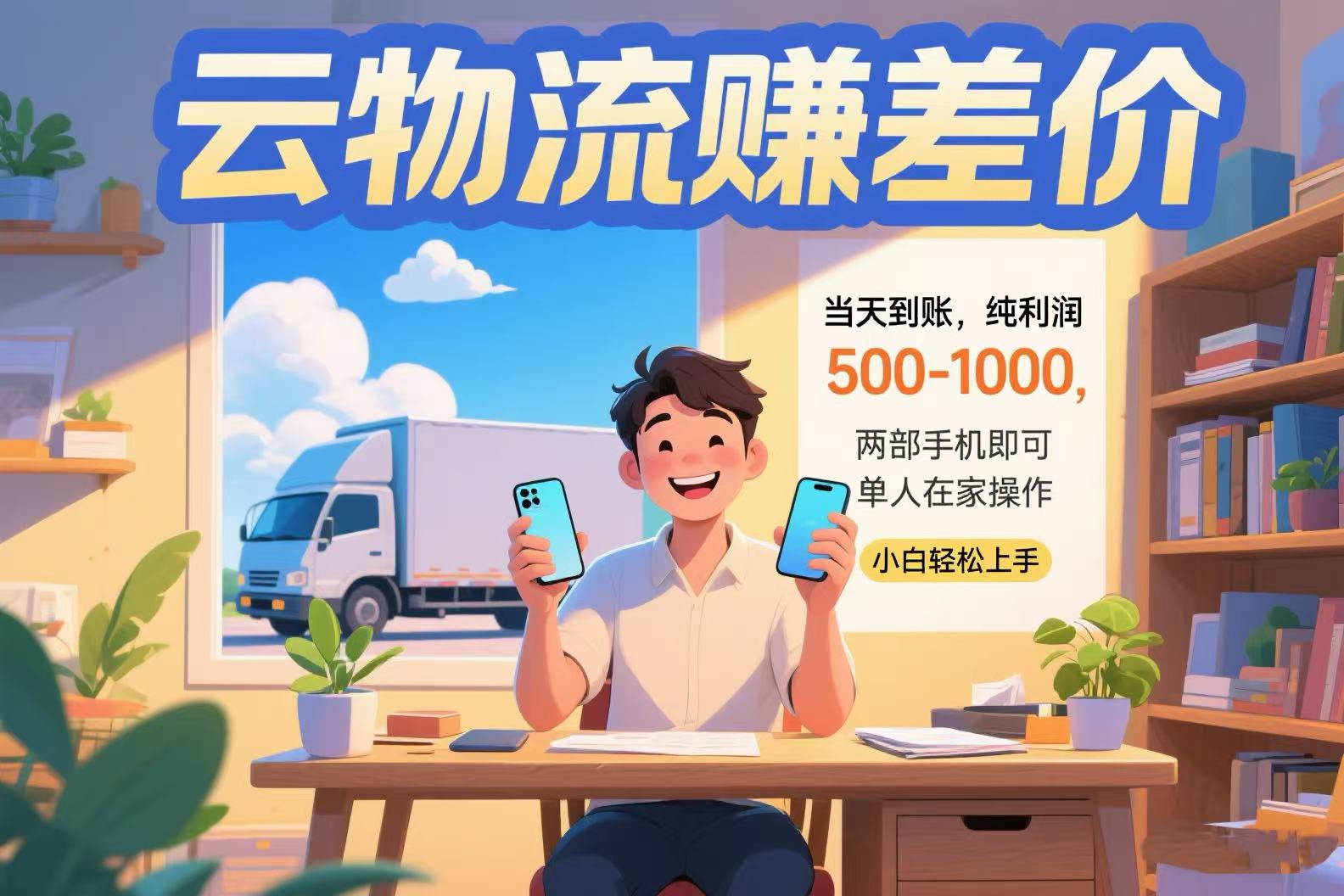 云物流赚差价 当天到账纯利润500-1000 两部手机即可 可单人在家操作 小…-迦哆网创社