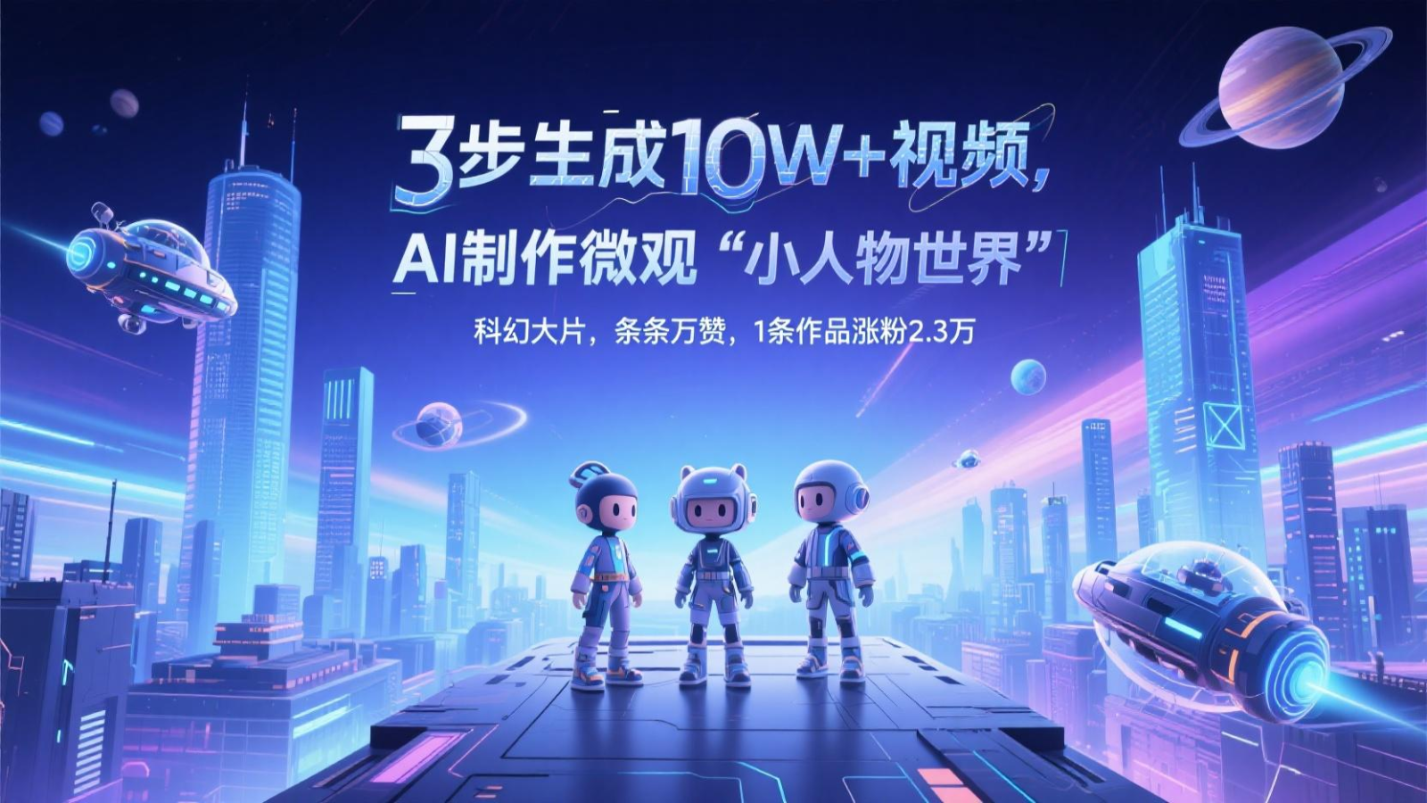 三步生成10W+视频，AI制作微观“小人物世界”科幻大片，条条万赞，1条作品涨粉2.3万-迦哆网创社