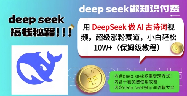 用DeepSeek做AI古诗词视频，超级涨粉赛道，小白轻松涨粉10W+(保姆级教程)-迦哆网创社