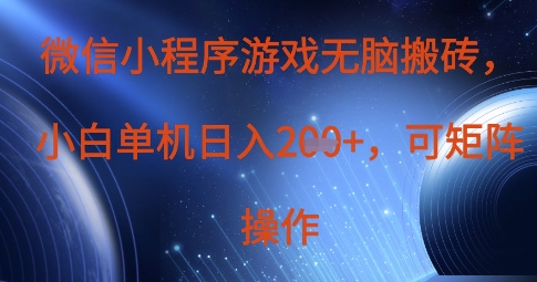 微信小程序游戏无脑搬砖，单设备日入2张+，可矩阵操作-迦哆网创社