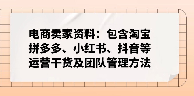 电商卖家资料：包含淘宝、拼多多、小红书、抖音等运营干货及团队管理方法-迦哆网创社