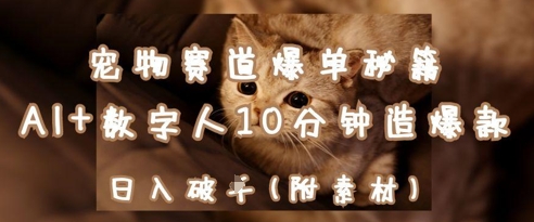 宠物赛道爆单秘籍：AI+数字人10分钟造爆款，日入1k-迦哆网创社