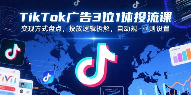 TikTok广告3位1体投流课，变现方式盘点，投放逻辑拆解，自动规则设置-迦哆网创社