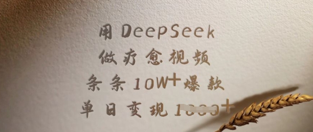 用DeepSeek做疗愈视频，条条10W+爆款，单日变现多张-迦哆网创社