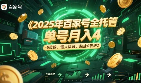 2025年百家号全托管，单号月入4-5位数，懒人福音，纯挂G玩法【揭秘】-迦哆网创社