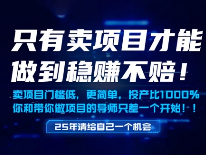 只有卖项目才能做到稳挣不赔，门槛低，更简单，你也可以年入百个W【揭秘】-迦哆网创社
