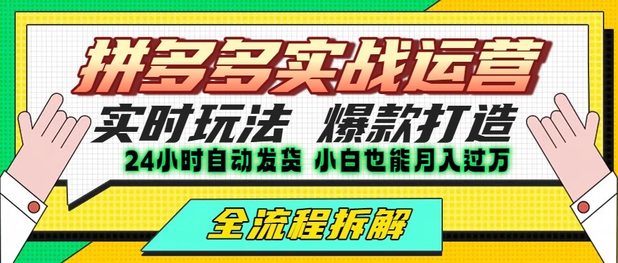 拼多多最新实战运营高投产：长久稳定项目，单店利润一天三位数-迦哆网创社