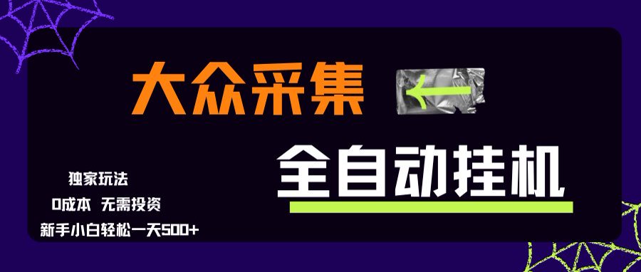大众采集全自动玩法，新手小白轻松一天500+，操作简单-迦哆网创社