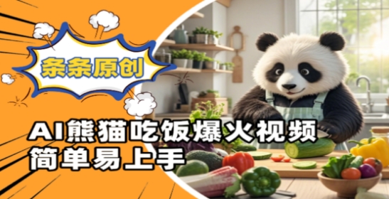 Ai熊猫吃饭爆火视频，条条原创，简单易上手-迦哆网创社