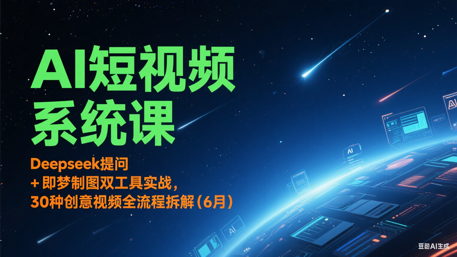 AI短视频系统课：Deepseek提问 + 即梦制图双工具实战，30种创意视频全流程拆解(6月)-迦哆网创社
