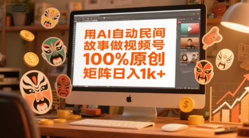 用AI自动民间故事做视频号，100%原创，矩阵日入1k+-迦哆网创社
