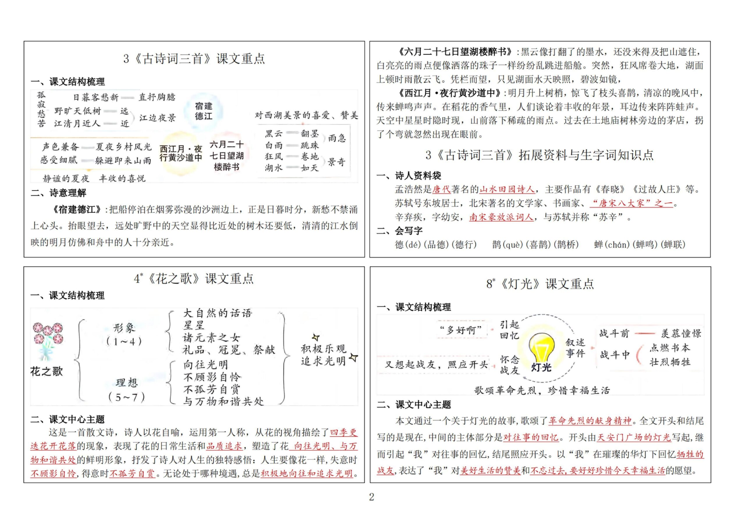 六年级语文上册-暑假预习课课贴-迦哆网创社