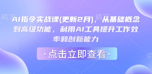 AI指令实战课(更新2月)，从基础概念到高级功能，利用AI工具提升工作效率和创新能力-迦哆网创社