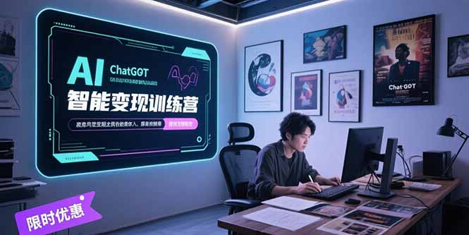 AI智能变现训练营，ChatGPT写作变现，电影解说制作，图文带货方法论-迦哆网创社