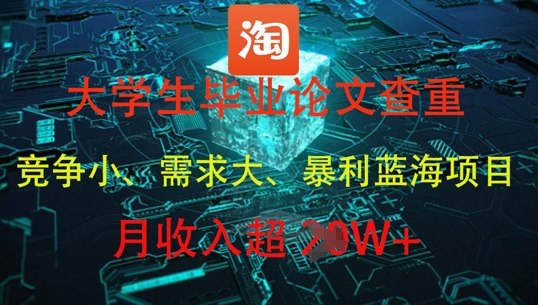 大学生毕业论文查重，暴利蓝海项目，月收入过1W+-迦哆网创社