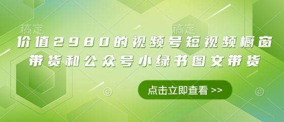 价值2980的视频号短视频橱窗带货和公众号小绿书图文带货-迦哆网创社