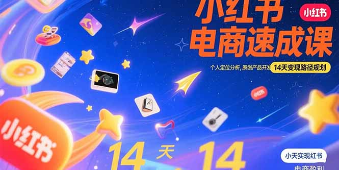 小红书虚拟电商速成课：个人定位分析，原创产品开发，14天变现路径规划-迦哆网创社