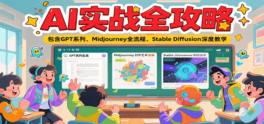 AI实战全攻略，包含GPT系列、Midjourney全流程、Stable Diffusion深度教学-迦哆网创社