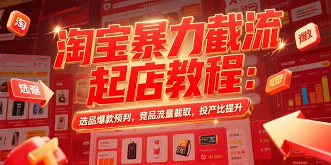 淘宝暴力截流起店教程：选品爆款预判，竞品流量截取，投产比提升-迦哆网创社