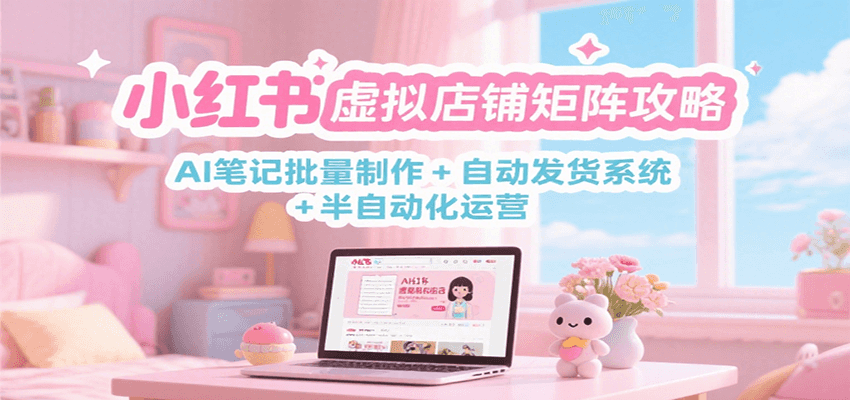 小红书虚拟店铺矩阵攻略：AI笔记批量制作 + 自动发货系统 + 半自动化运营-迦哆网创社