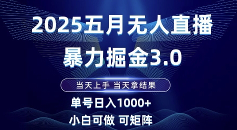 2025五月无人直播暴力掘金3.0，当天上手，当天拿结果，单号日入1k+小白可做可矩阵【揭秘】-迦哆网创社