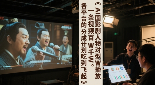 AI三国影视剧人物对口型唱歌玩法，一条视频百W千W播放，各平台的分成计划吃到飞起-迦哆网创社