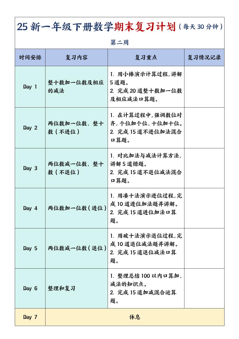 一下数学【期末复习计划】-迦哆网创社