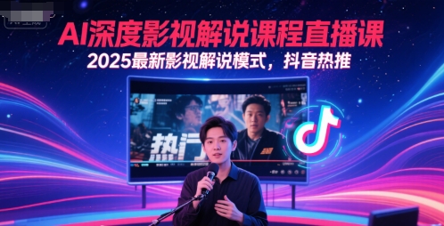 AI深度影视解说课程直播课，2025最新影视解说模式，抖音热推-迦哆网创社