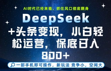DeepSeek+头条变现，保姆级教学，小白轻松上手，日入8张+【揭秘】-迦哆网创社