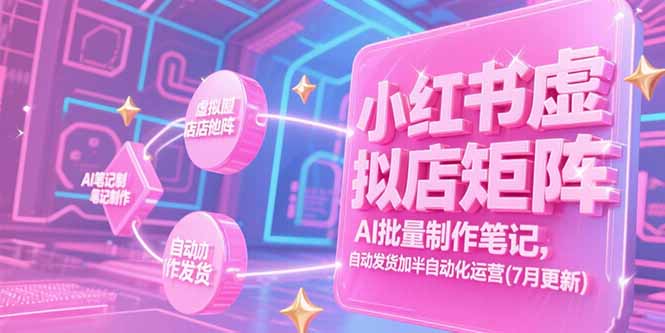 小红书虚拟店矩阵，AI批量制作笔记，自动发货加半自动化运营(7月更新-迦哆网创社
