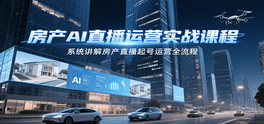 房产AI直播运营实战课程，系统讲解房产直播起号运营全流程-迦哆网创社