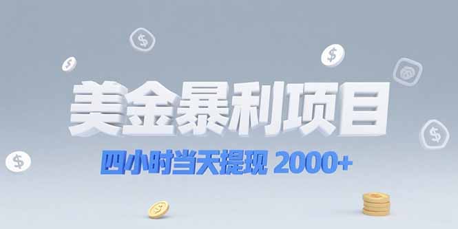 美金暴利项目，四小时当天提现 2000+机会留给会选赛道的人-迦哆网创社