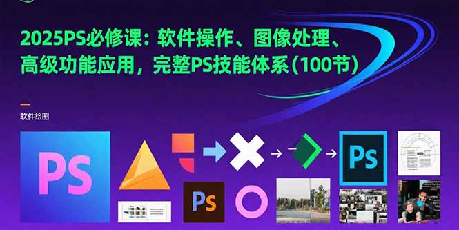 2025PS必修课：软件操作、图像处理、高级功能应用，完整PS技能体系(100节-迦哆网创社