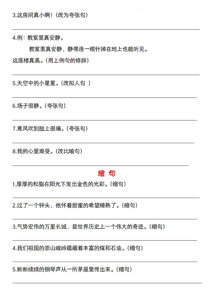 六下语文《语文六大句型期中考点专练》-迦哆网创社