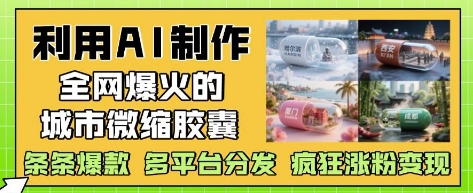 利用AI制作全网爆火的城市微缩胶囊，条条爆款， 多平台分发，疯狂涨粉变现-迦哆网创社