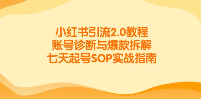 小红书引流2.0教程，账号诊断与爆款拆解，七天起号SOP实战指南-迦哆网创社