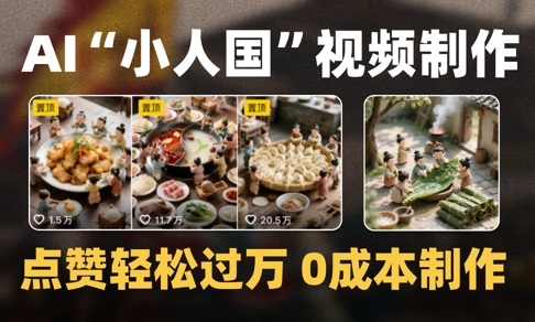 爆款1000W+播放微缩景观迷你小人国AI视频0成本制作全流程教学-迦哆网创社