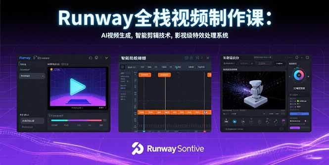 Runway全栈视频制作课：AI视频生成，智能剪辑技术，影视级特效处理系统-迦哆网创社