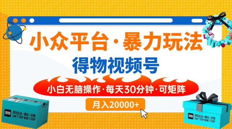 小众平台暴力玩法，一键搬运爆款视频，可矩阵小白无脑操作，每天30分钟…-迦哆网创社