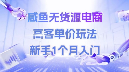 咸鱼无货源电商，高客单价玩法，新手1个月入门-迦哆网创社