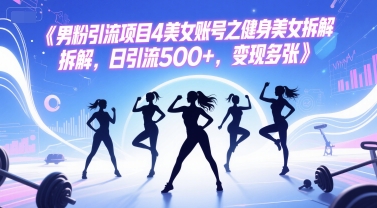 男粉引流项目4美女账号之健身美女拆解，日引流500+，变现多张-迦哆网创社