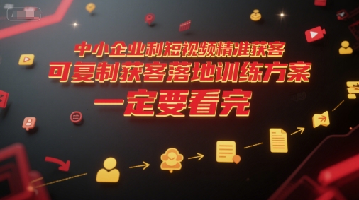 中小企业利用短视频精准获客，可复制获客落地训练方案，做好短视频，一定要看完-迦哆网创社